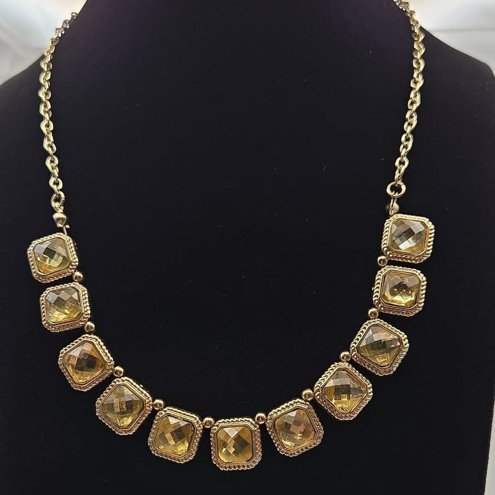 Gold and Yellow Crystal Statement Necklace